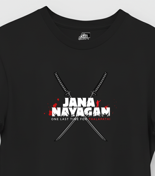 Black t-shirt with a graphic of a man and text 'Back to Office from Vacation' on a white background