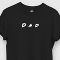 Black t-shirt with 'DAD' text on a white background